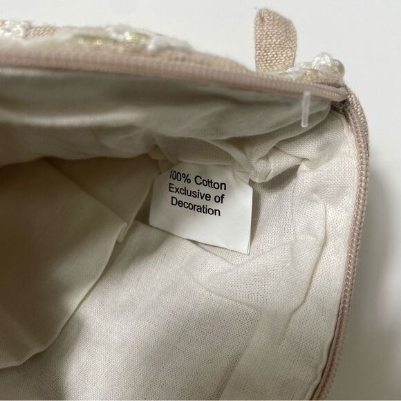 Boho Pearl Embroidered Hand Bag Cosmetic Bag W/ Tassel Zipper Closure - Picture 5 of 16